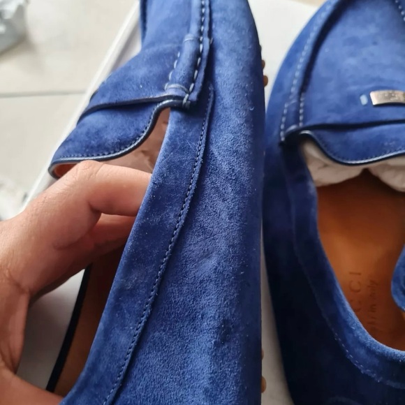 Gucci Men's Blue Suede Driver Loafers Size 12 US - Picture 4 of 11